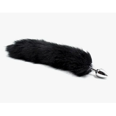 Dop anal Velvet Touch Faux Fur Fox Tail, Fetish Addict cu coada​ lunga 40 cm, Negru, 7 cm  plug anal