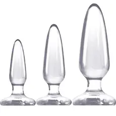 Set 3 dopuri anale Jelly Rancher Trainer Kit NS Novelties transparent, cele trei marimi