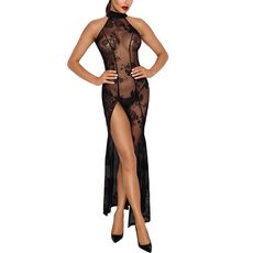 Rochie lunga din tul cu broderie aspect floral, Noir Handmade - neagra