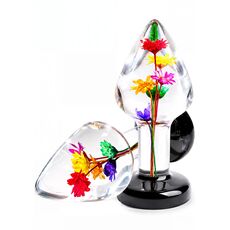 Plug anal Everlasting Bloom by ToyJoy, multicolor, flori reale multicolore conservate in rasina transparenta