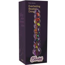 Dildo cu bile Everlasting Bloom by ToyJoy, multicolor, vedere completa cu toate bilele si baza neagra