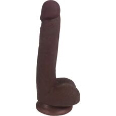 Dildo fin cu testicule Easy Riders by Curve, maro, vedere completa cu baza ventuza