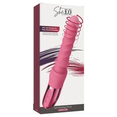 Vibrator rotativ cu impingere Swirl She.E.O, roz, detaliu tija striata