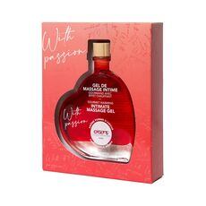 Gel de masaj incalzire cu aroma de mar candy With Passion by Exsens, sticla in forma de inima