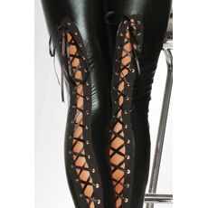 Pantaloni Latex cu Siret Saresia - Negru - vedere frontala