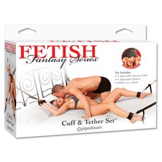 Sistem Imobilizare Pipedream "Fetish Fantasy Series Cuffs & Tether Set" Negru
