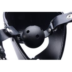 Masca Master Series "Pup Puppy Play Hood and Breathable Ball Gag" - Negru##