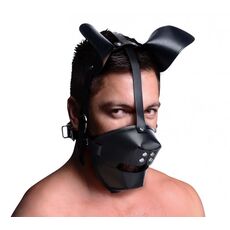 Masca Master Series "Pup Puppy Play Hood and Breathable Ball Gag" - Negru##