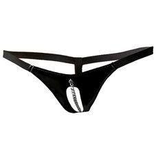 Bikini Latex Look cu Lant Black Level - Negru