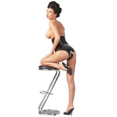 Corset Decupat Latex - Negru - vedere frontala