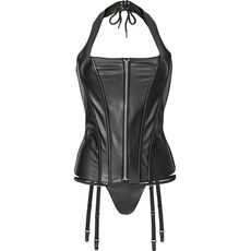 Corset Piele Ecologica Avanza - Negru - vedere frontala