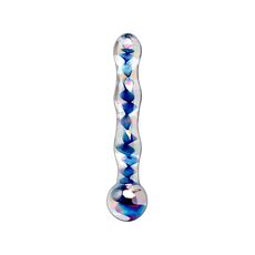 Icicles No 8 dildo sticla albastru irizatii argintii spiralate detaliu design