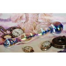 Dildo Sticla Icicles No 8 Albastru detaliu irizatii albastre material sticla