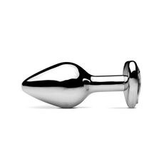 Plug anal metalic Heart Jewel transparent, profil lateral complet