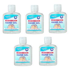 Set 5 Geluri 50 ml, Antibacteriene Hygienics, cu 70% Alcool, 250 ml - vedere frontala