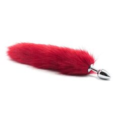 Butt Plug Anal Toyz4Lovers "Fox Tail" 7 cm - Rosu - culoare si material