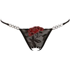 Chiloti Rose String Cottelli Collection - Negru - vedere laterala