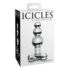 Dop Anal Sticla Icicles No 47 Transparent vedere laterala becuri gradate Pipedream