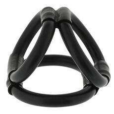 Inel Seven Creations "TriRing Cock Cage" Negru - accesorii incluse