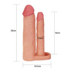Prelungitor Penis Dublu Lovetoy &raquo;Double Pleasure Stimulation&laquo; 20 cm - Natural