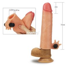 Prelungitor Penis cu Vibratii Lovetoy &raquo;Vibrating Silicone Extender&laquo; 19 cm - Natural
