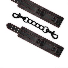 Catuse Fetish Bondage, piele neagra, cusaturi rosii - culoare si material