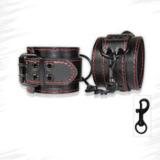 Catuse Fetish Bondage, piele neagra, cusaturi rosii - dimensiuni complete
