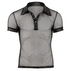 Tricou Tip Camasa Barbati - Svenjoyment - Negru - culoare si material