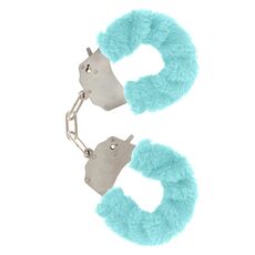 Catuse Plus ToyJoy "Furry Fun Cuffs" Turcoaz - vedere frontala