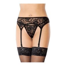 Set Portjartier si Bikini Softline - Negru - vedere frontala