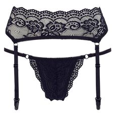 Set Portjartier cu Chiloti Cottelli Collection - Negru - culoare si material