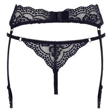 Set Portjartier cu Chiloti Cottelli Collection - Negru - dimensiuni complete