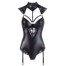 String Body Leather Look, dantela neagra, Luxury Donna Cotelli Collection