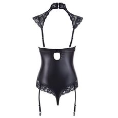 String Body Leather Look, dantela neagra, Luxury Donna Cotelli Collection