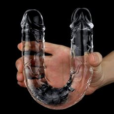 Dildo Dublu Transparent Lovetoy "Flawless Clear"  30 cm - culoare si material