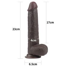 Dildo Realistic Lovetoy "Sliding Skin Dong 9" 23 cm - Negru - detaliu design