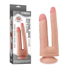 Dildo Dublu Lovetoy "Skinlike Soft" 22,35 cm - Natural