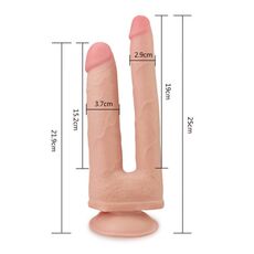 Dildo Dublu Lovetoy "Skinlike Soft" 22,35 cm - Natural##