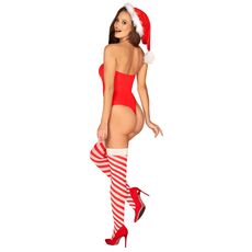 Costum Craciunita Obsessive "Kissmas Teddy Body" - Rosu## - culoare si material