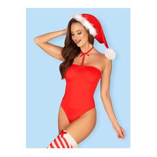 Costum Craciunita Obsessive "Kissmas Teddy Body" - Rosu## - dimensiuni complete