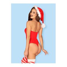 Costum Craciunita Obsessive "Kissmas Teddy Body" - Rosu## - vedere laterala