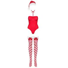 Costum Craciunita Obsessive "Kissmas Teddy Body" - Rosu## - detaliu finisaj