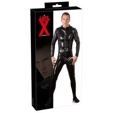 Salopeta Latex Barbati,jumpsuit cu fermoar,neagra
