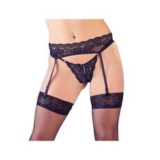 Set Portjartier si Chilot cu Decupaje Cottelli Colection - Negru - vedere frontala