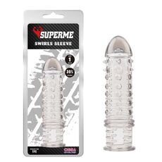 Prelungitor penis Swirls Grey Chisa Novelties TPE gri - vedere frontala