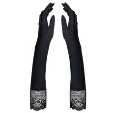 Manusi Lungi cu Dantela Obsessive - Negru