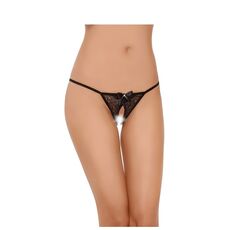 Bikini, Softline, String 2427, cu decupaj, dantela, elastic, negru, S-L# - vedere frontala