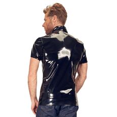 Camasa Latex Look pentru Barbati Black Level - Negru - detaliu design