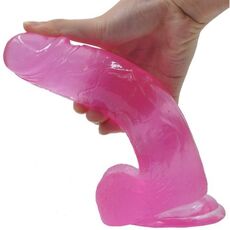 Dildo Jelly Pink Roz Large Lovetoy - detaliu gland vene realist
