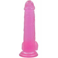 Dildo Jelly Pink Roz Large Lovetoy - material TPE moale flexibil culoare roz